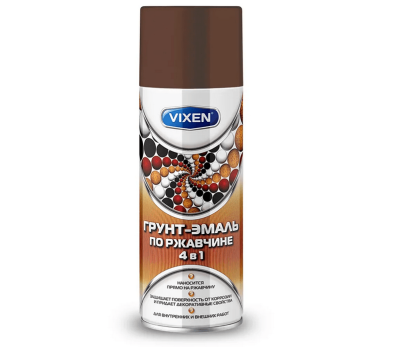 Грунд-Эмаль"VIXEN",по ржавчине 4 в 1,шоколадно-коричневый RAL8017,520 мл — Крепимир